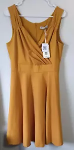 Grace Karin Size L Mustard Yellow Sleeveless A-Line Fit & Flare Dress NWTS - Picture 1 of 2