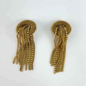 Butler und Wilson Ohrringe goldfarben Clip On Statement Hänger Vintage 7 cm - Bild 1 von 7