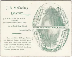Tarjeta de intercambio vintage de odontología médica dientes boca Denbtist Lancaster Pennsylvania - Imagen 1 de 2