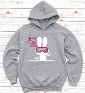 Ski, Winter, Gray Unisex Hoodie Sweatshirt - Picture 1 of 2
