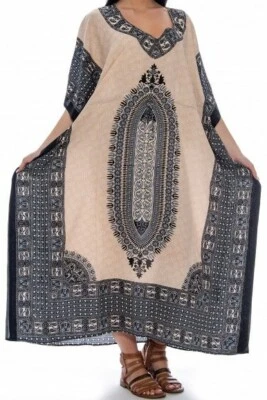 Women African Dashiki Caftan Maxi hippie Dress boho Kaftan embellished Free size - Image 1 of 2