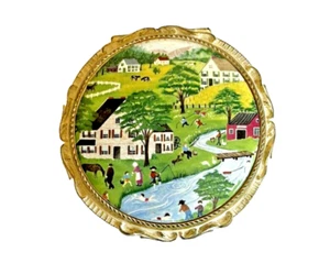 Vintage Music Trinket Box Plays Memories American Folk Art Cottage Farm Core - Picture 1 of 8