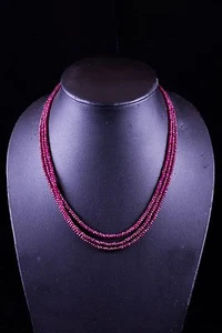 Set of 3 strand RUBY FACETED RONDELLE GEM STONE BEAD STRAND / INDIA - Picture 1 of 4