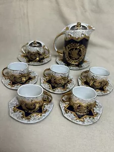 Set da tè vintage 1794 Thun M.Z Czeck oro 24 ct - Foto 1 di 24