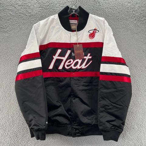 Miami Heat Jacket Mens 2XL XXL NBA Basketball Bomber Satin Red Black NWT Cover