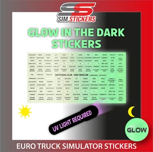 GLOW IN THE DARK EUROTRUCK Pegatinas para Camión Simulador Botón Caja/Rueda ET2/ETS - Imagen 1 de 7