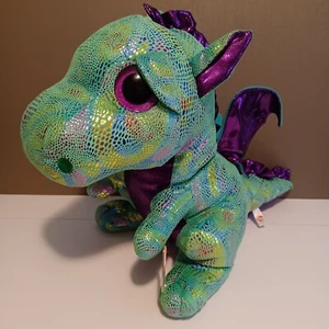 Giocattolo TY Beanie Boo Grande CENERE IL DRAGO COLORATO 15" Peluche IMBOTTITO - Foto 1 di 6