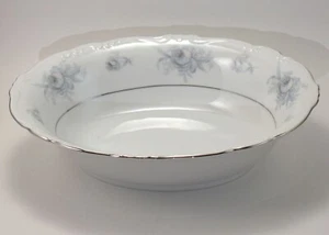 Yamaka Royal M Concord ovale Schale Porzellan Silberrand 10 x 7,75" blaue Blumen - Bild 1 von 10