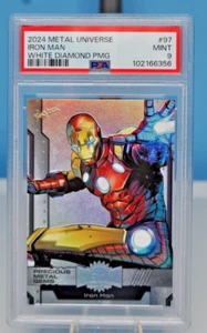 2024 Skybox Marvel Metal Universe Avengers Iron-Man White Diamond PMG /25 PSA 9 - Picture 1 of 3