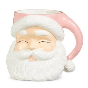 RAZ 8" Pink Winking Santa Claus Mug Style Candy Plant Container - Picture 1 of 4
