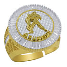 Mens Aquarius Water Zodiac Sign 14K Gold Finish Watch+Bracelet+Ring Combo Set