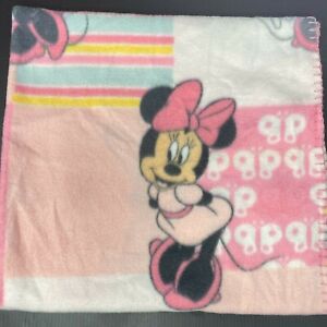 Disney Baby Pink Minnie Mouse Baby Blanket Fleece Squares Patchwork Butterflies