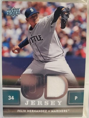 Tarjeta Reliquia Camiseta 2008 Upper Deck Usada en Juegos Felix Hernandez King UDJ-FH Mariners Foto 1 de 2