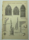 ENGLISH CATHEDRAL ARCHITECTURE Taunton York Lincoln 1880s Antique Print Original