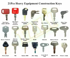 21 Key Heavy Equipment Construction Key Set for Case Cat Komatsu JD - Picture 1 of 2