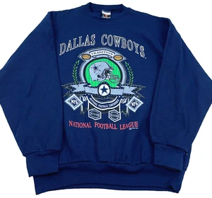 Vintage Dallas Cowboys Sweatshirt Men XXL Blue Crew Neck Sweater 1992 90s USA - Picture 1 of 10