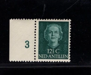 Antillas Neerlandesas 1950 12 1/2c Reina Juliana con pestaña #3 MLH Sc 217 - Imagen 1 de 1