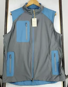 NEW $165 PETER MILLAR Size Large Full Zip Vest Mens Gray/Blue Windproof Golf NWT - Picture 1 of 12