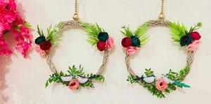 Beautiful Bamboo Ring with Loving Birds Wall Hanging for Home Decoration PACK 2 - Picture 1 of 5