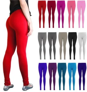 Ladies Women Plain Stretchy Viscose Elasticated Full Length Long Leggings Pants - Picture 1 of 22