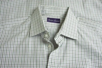 Ralph Lauren 紫色标签 RLPL 白色黑色粉红色格子棉质正装衬衫,尺寸 15.5 — 第 1/4 张图片