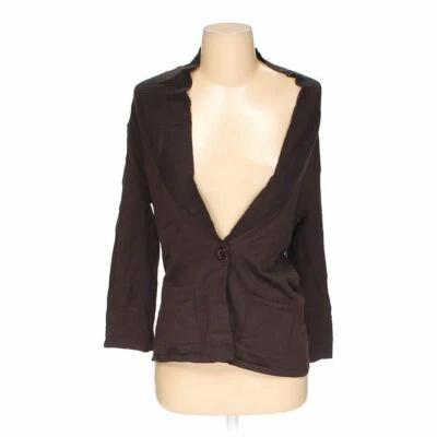 NUEVO SIN ETIQUETAS Spense Mujer Cárdigan Marrón Rayón Suéter Talla S Botones Bolsillos Cuello Foto 1 de 2