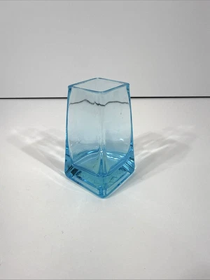 Jarrón cuadrado azul zafiro diseño liso de 4 pulgadas con fondo ponderado Foto 1 de 4