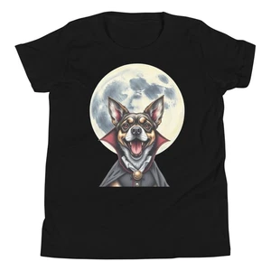 Vampire Dog Funny Halloween Full Moon Costume Boys Girls Kids Youth T-Shirt - Picture 1 of 5