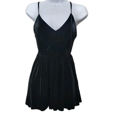 Urban Outfitters Silence Noise Romper Sz S Black Velvet Velour Witchy Goth Club - Image 1 of 4