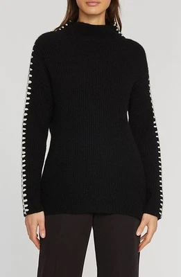Suéter de cachemir cuello alto ELIE TAHARI $259 The Alia Whipstitch S Foto 1 de 4