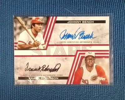 Serie 1 de béisbol Topps 2023. Johnny Bench, Frank Robinson Dual Auto 10/10 Foto 1 de 4