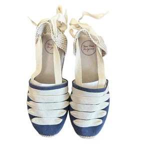 Toni Pons Damen Gavet-CU Vegan Espadrilles Band zum Binden Blau Creme Größe EU36 NEU - Bild 1 von 12