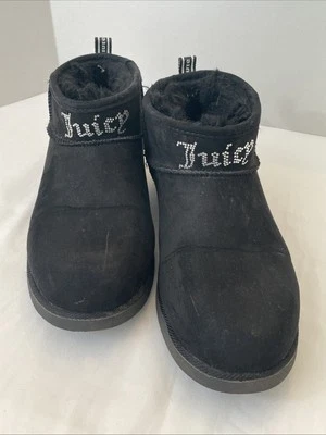 Juicy Couture Kerri Women’s Fur Black Microsuede Ankle Boots Size 7.5/8 - Image 1 of 4