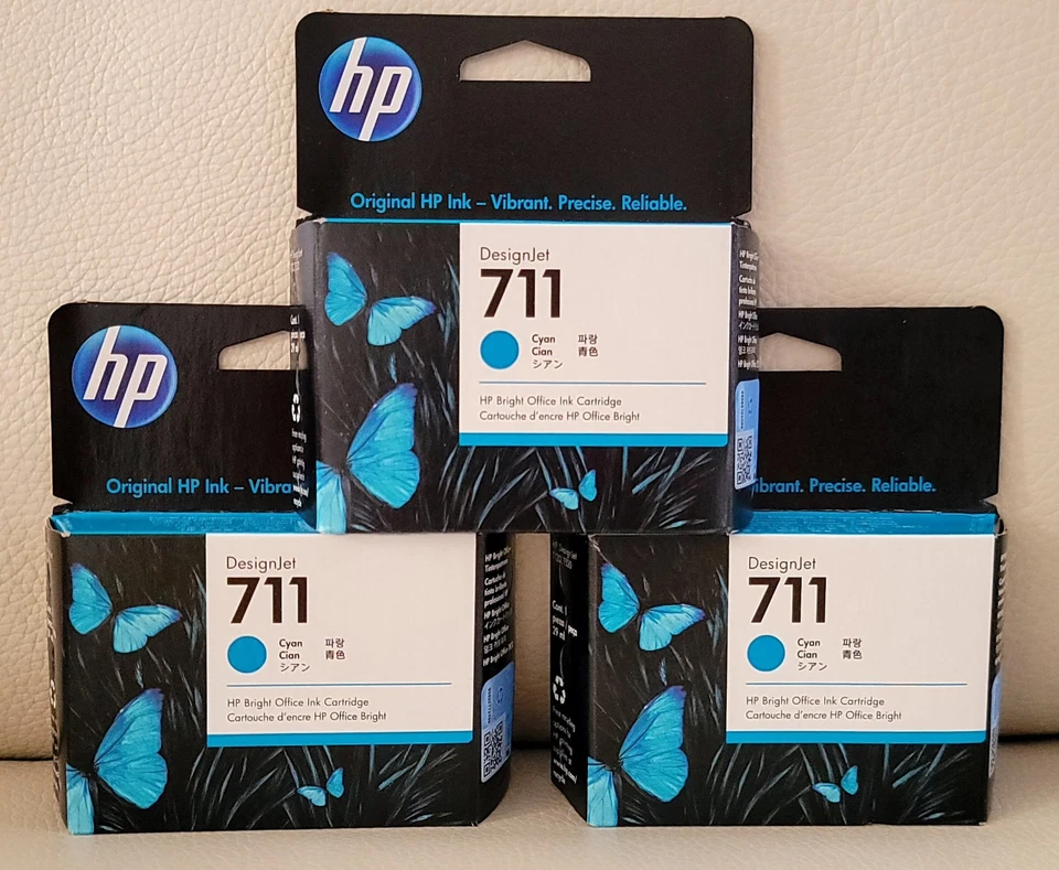 SET 3 HP 711 Ink Cartridges DESIGNJET T120 T520 - CZ131A CZ130A CZ132A
