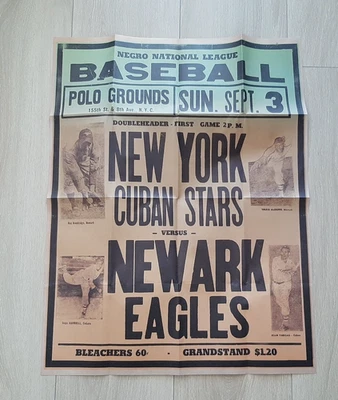 Póster facsímil de la Liga Negra de Béisbol NY Cuban Stars vs. Newark Eagles; 21X27 Foto 1 de 2