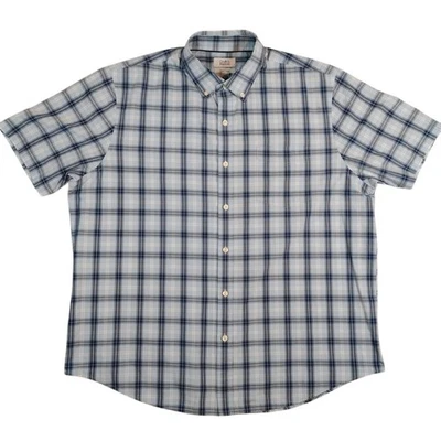 Croft & Barrow Shirt Mens XL Blue Plaid Short Sleeve casual Tucker Button Down - Image 1 of 4