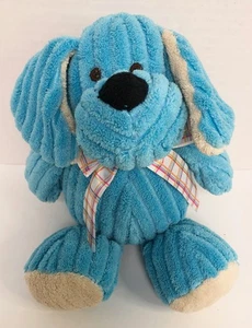 Animal Adventure Welpe Hund blau türkis 9 Zoll Plüsch Cord gerippte Satinschleife K5 - Bild 1 von 2