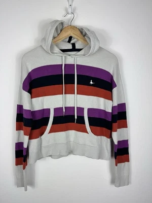 Jack Wills Grey Multicolour Striped Knit Hoodie UK 6 Casual Pullover Jumper - Image 1 of 4
