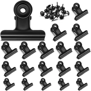 60 Pcs Metal Clips with 60 Push Pins for Corkboard Metal Bulldog Clips Paper ... - Picture 1 of 7