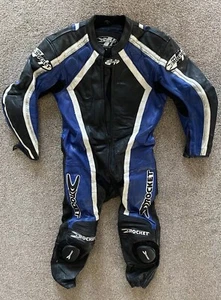 Joe Rocket Blue White Black One piece leather Motorcycle On Track suit 40 .. - Picture 1 of 16