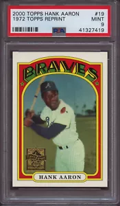 2000 Topps Hank Aaron 19 1972 Reprint PSA 9 Mint - Picture 1 of 2