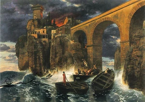 Postal artística - Arnold Böcklin: asalto de piratas de mar - Imagen 1 de 1