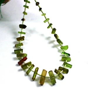 23.5 Carat 4.5 to 10.5 MM Natural RAW Multi Tourmaline Pencil Shape 8 Inch Beads - Picture 1 of 13