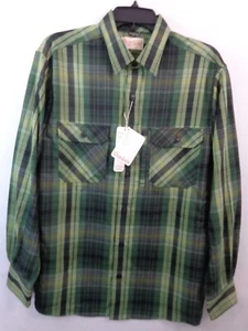 Roundtree & Yorke Outdoor Shirt Men's L Green Plaid Long Sleeve Button Down New - Picture 1 of 16