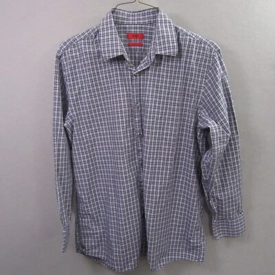 Hugo Boss Mens Button Up Shirt XL 17 Blue Red Regular Fit Long Sleeve Plaid - Image 1 of 4