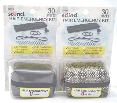 NEW (2) Scunci Hair Emergency Kit 30 Pcs Polybands Bobby Pins Elastics & More - Image 1 of 4
