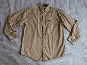 Carhartt Shirt Men Medium Tan Button Up Long Sleeve Work Wash Twill Classic Fit - Picture 1 of 13