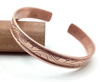 100% Pure Copper Hand Carved Tibetan Healing Bracelet. Unisex, Hand Made. USA - Image 1 of 4