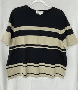 Casual Corner Annex Woman X Shirt Short Sleeve Sweater Striped Retro Vintage New - Picture 1 of 4