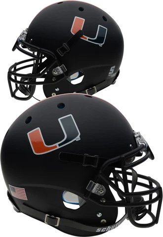 Miami Hurricanes Schutt Black Matte Authentic Football Helmet Cover